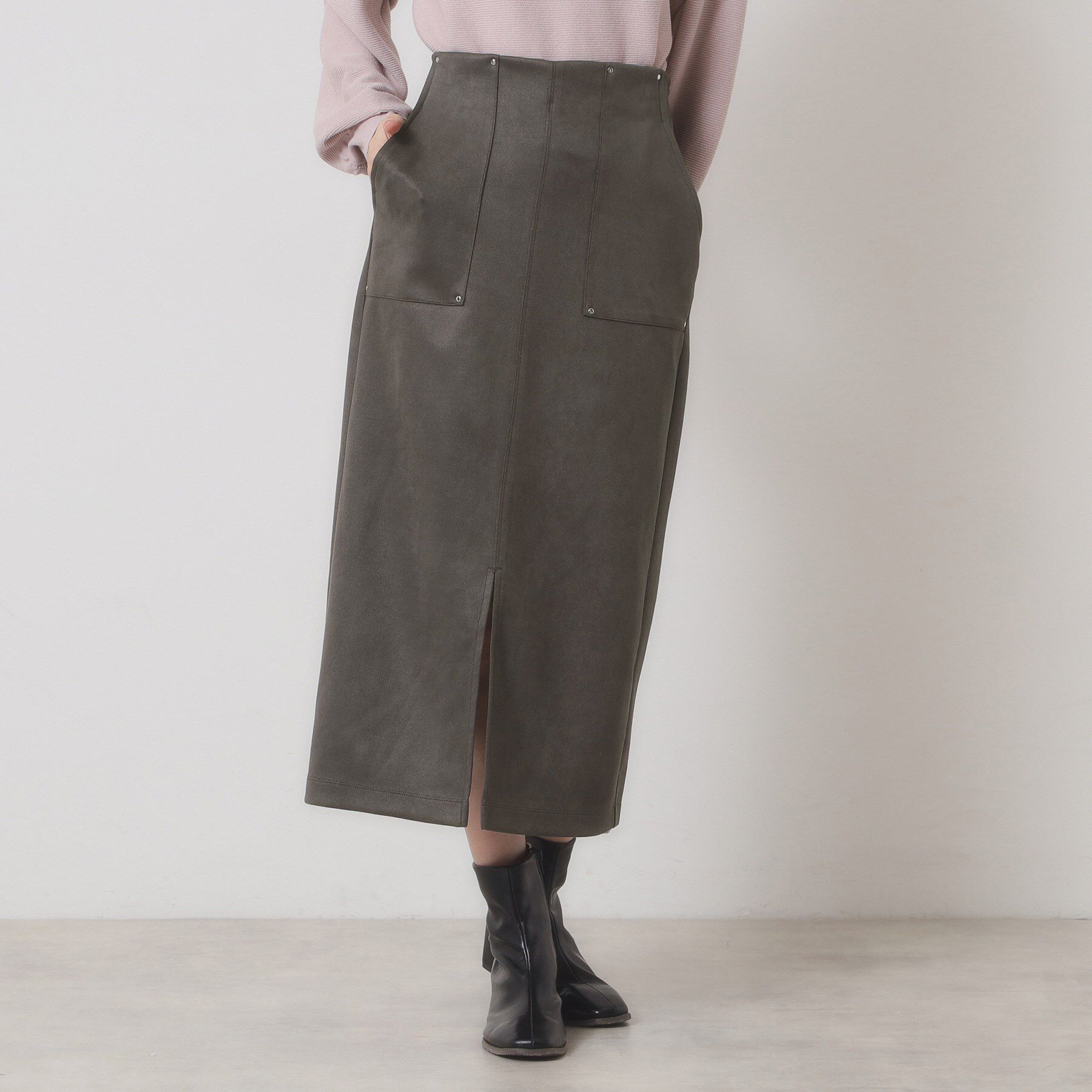 ITS&rsquo;DEMO「【マシンウォッシャブル／ウエストゴム】カットスエードスカート」|スカート|