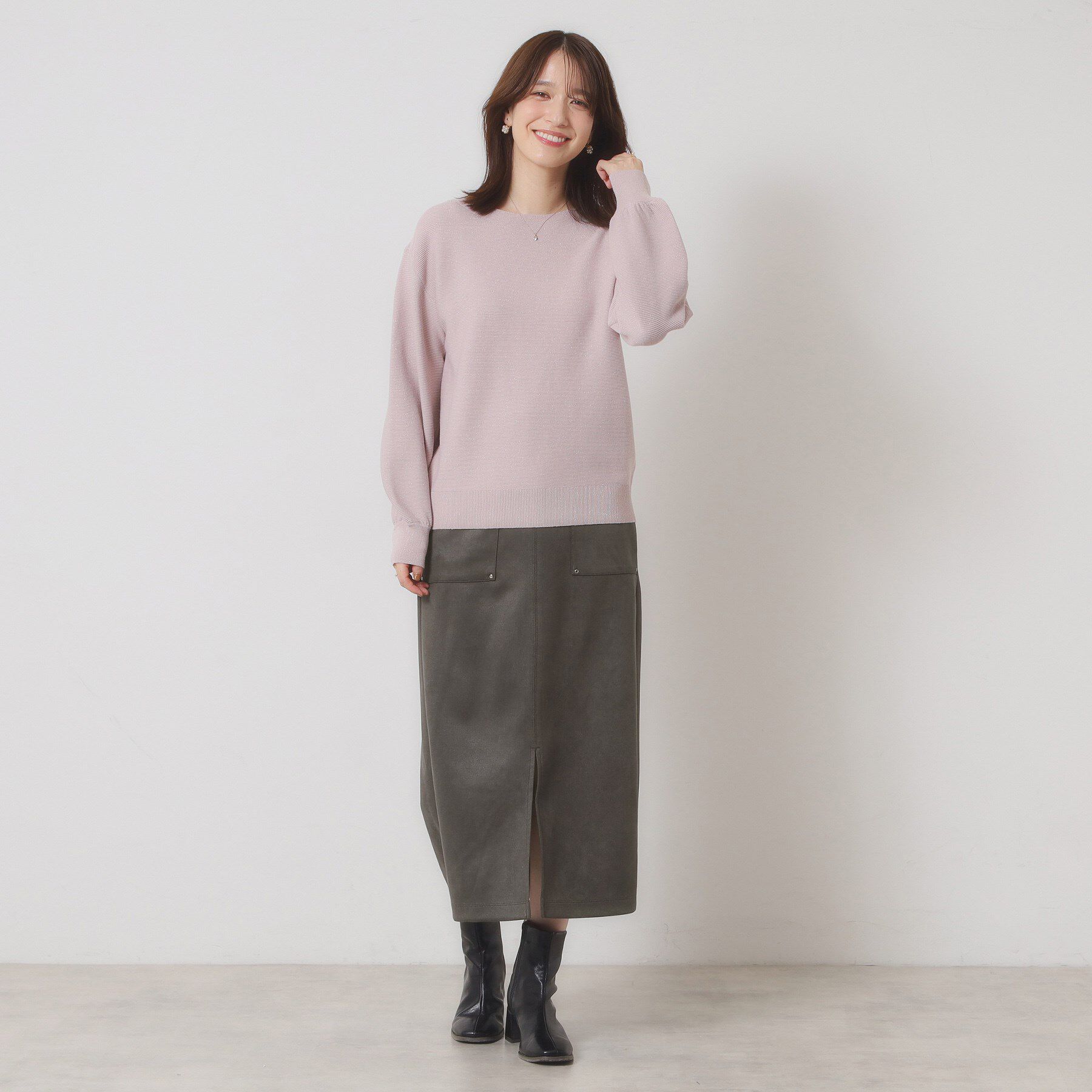 ITS&rsquo;DEMO「【マシンウォッシャブル／ウエストゴム】カットスエードスカート」|スカート|