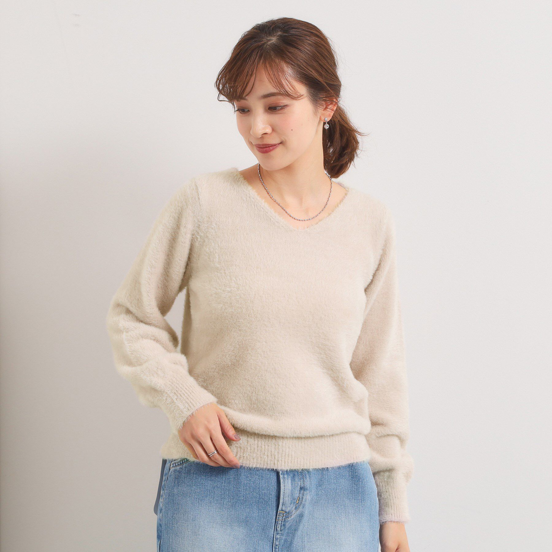 ITS&rsquo;DEMO「【手洗い可】フェザーヤーンVネックニット」|ニット・セーター|