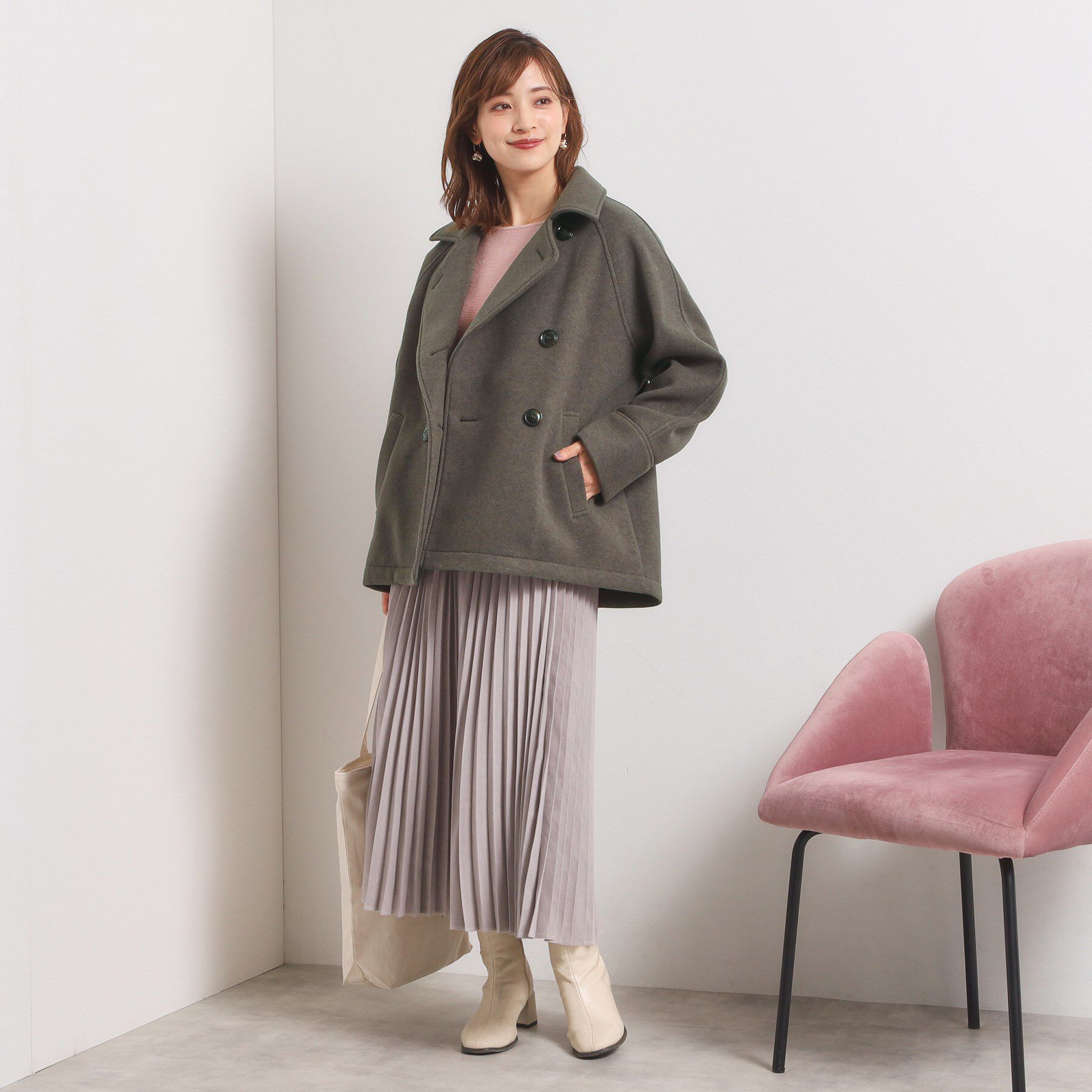 ITS&rsquo;DEMO「カットメルトンミドル丈コート」|ピーコート|