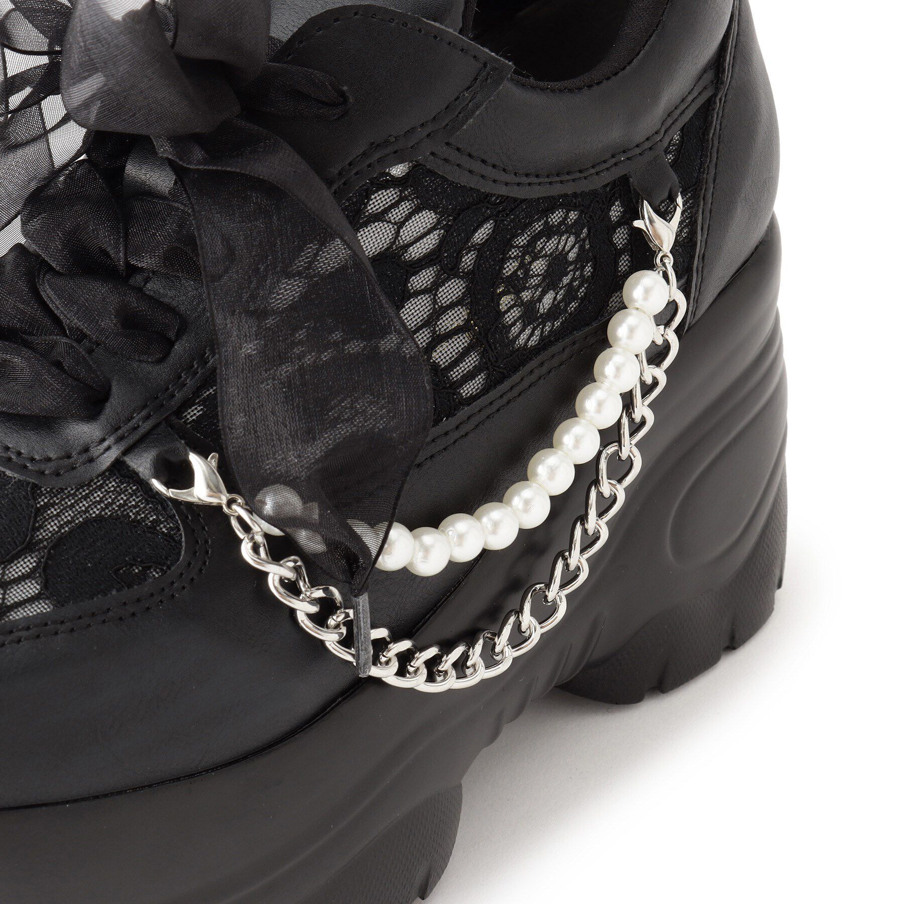 csT&P「厚底パール調チェ―ン付2WAYレーススニーカー」|スニーカー|