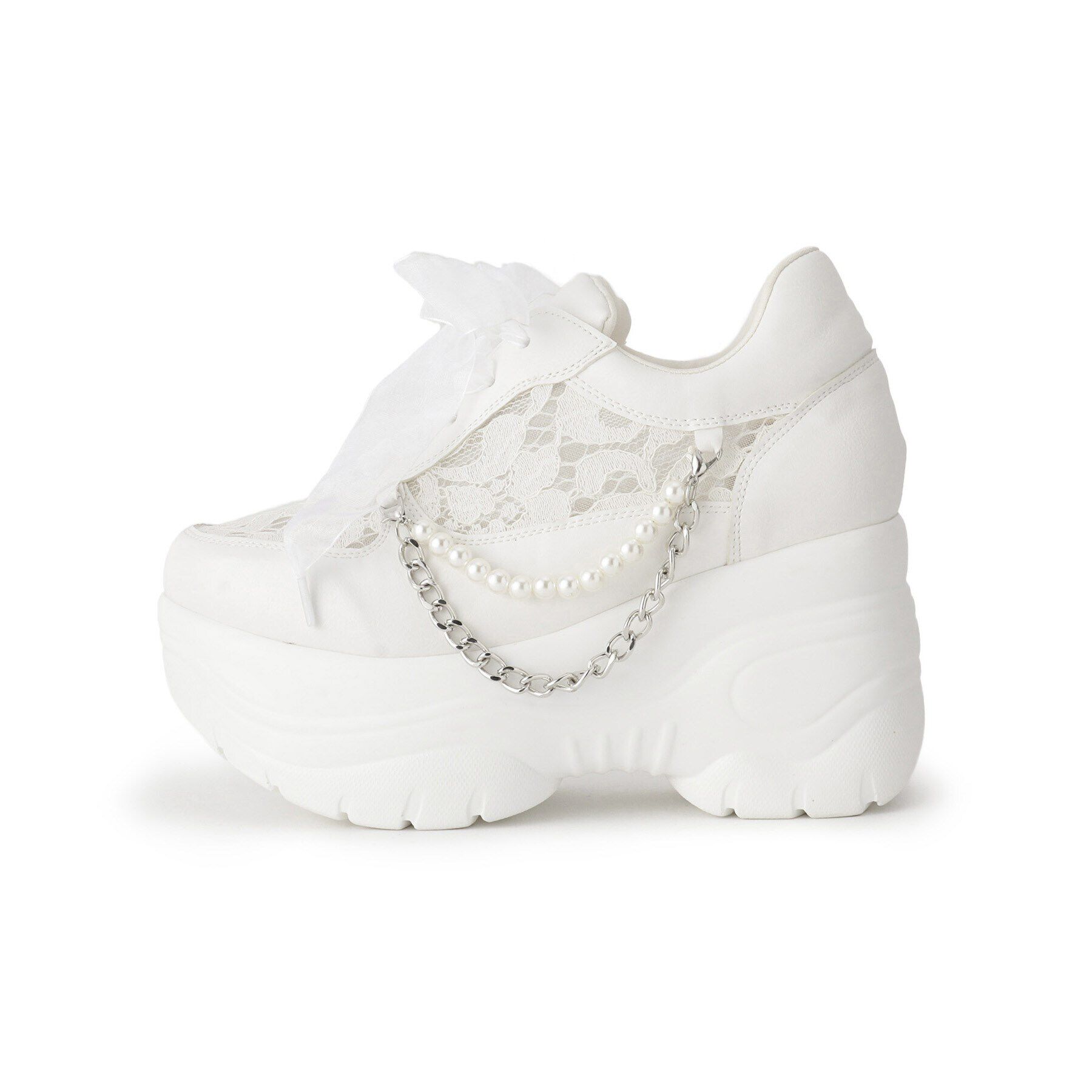 csT&P「厚底パール調チェ―ン付2WAYレーススニーカー」|スニーカー|