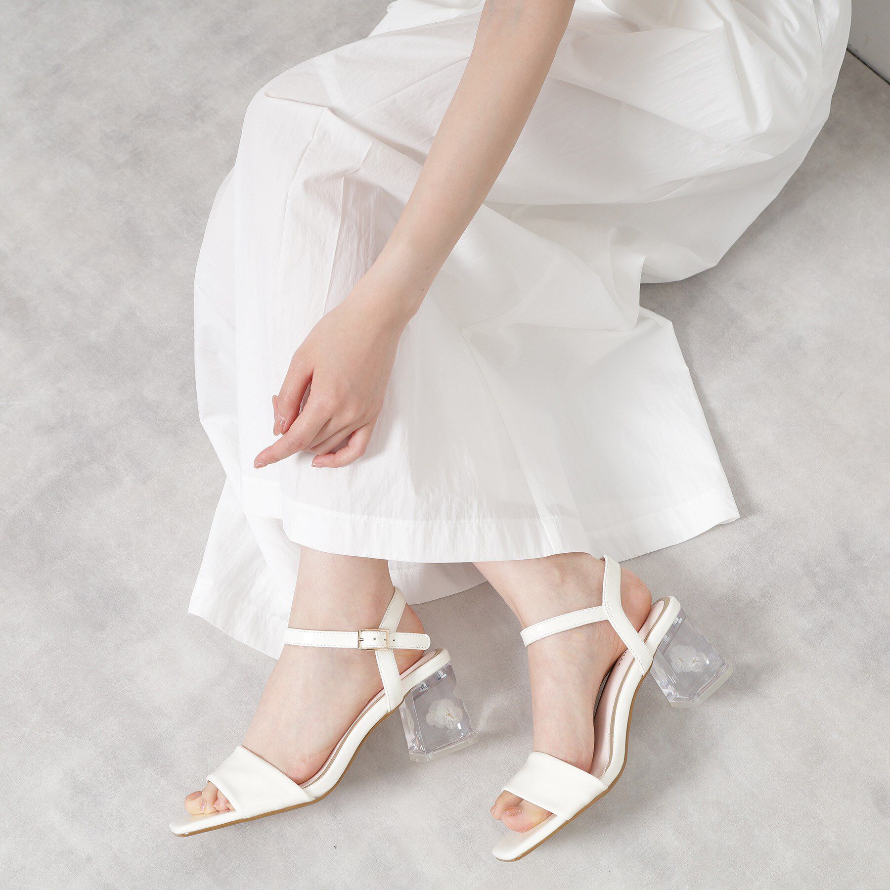 ESPERANZA「フラワークリアヒールサンダル」|サンダル|