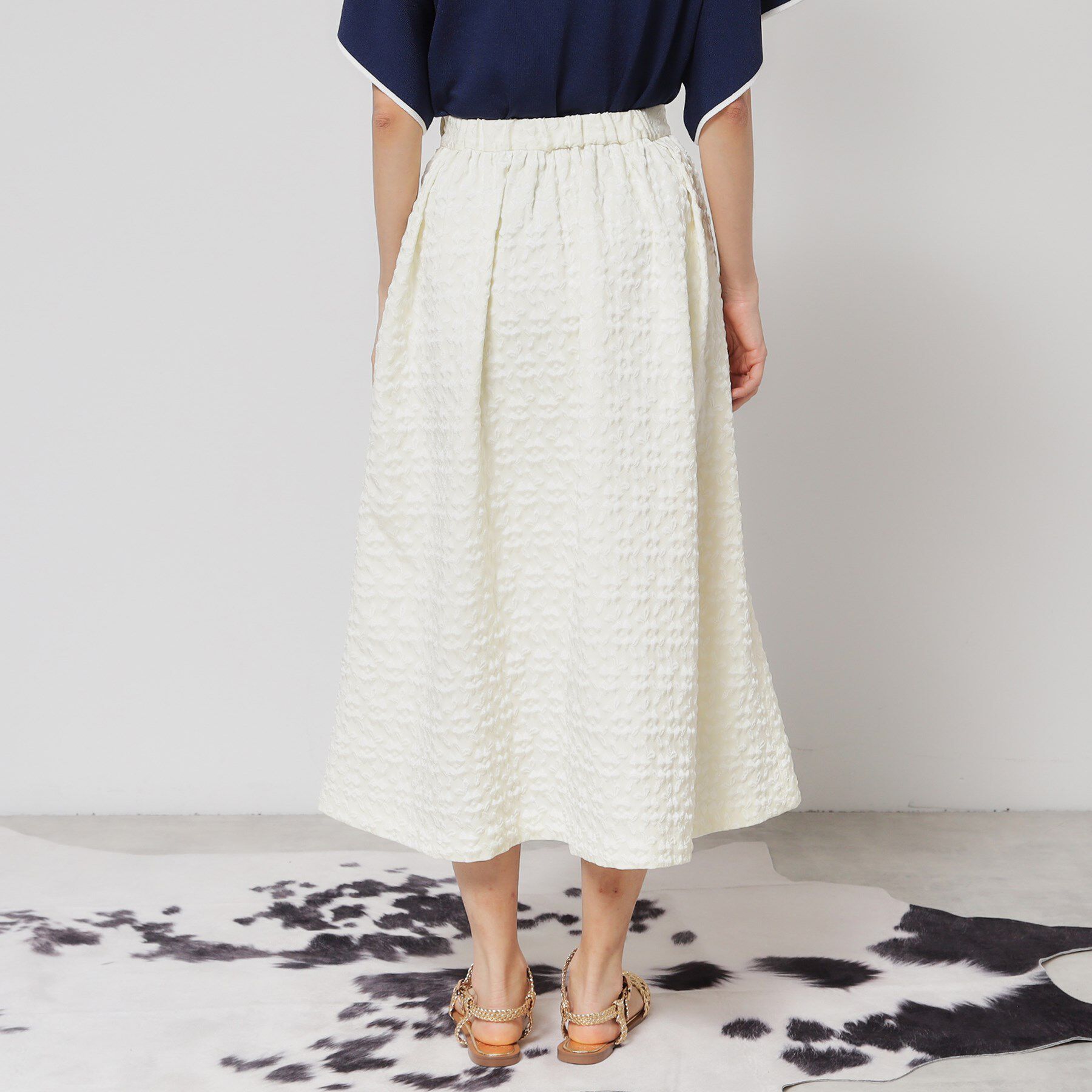 SunaUna「【花柄ジャカード／ふんわり】タックフレアスカート」|スカート|