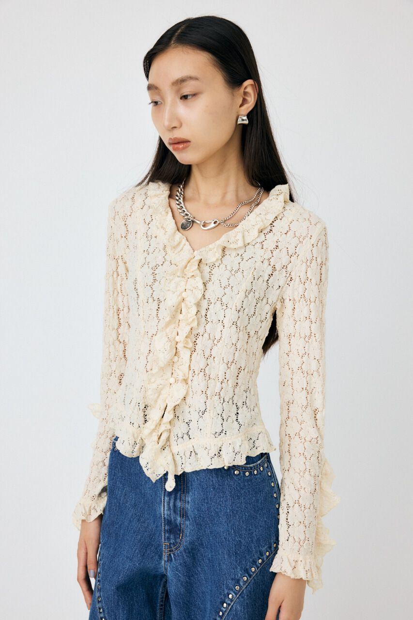 MOUSSY「CUT LACE RUFFLE ブラウス」|Tシャツ・カットソー|