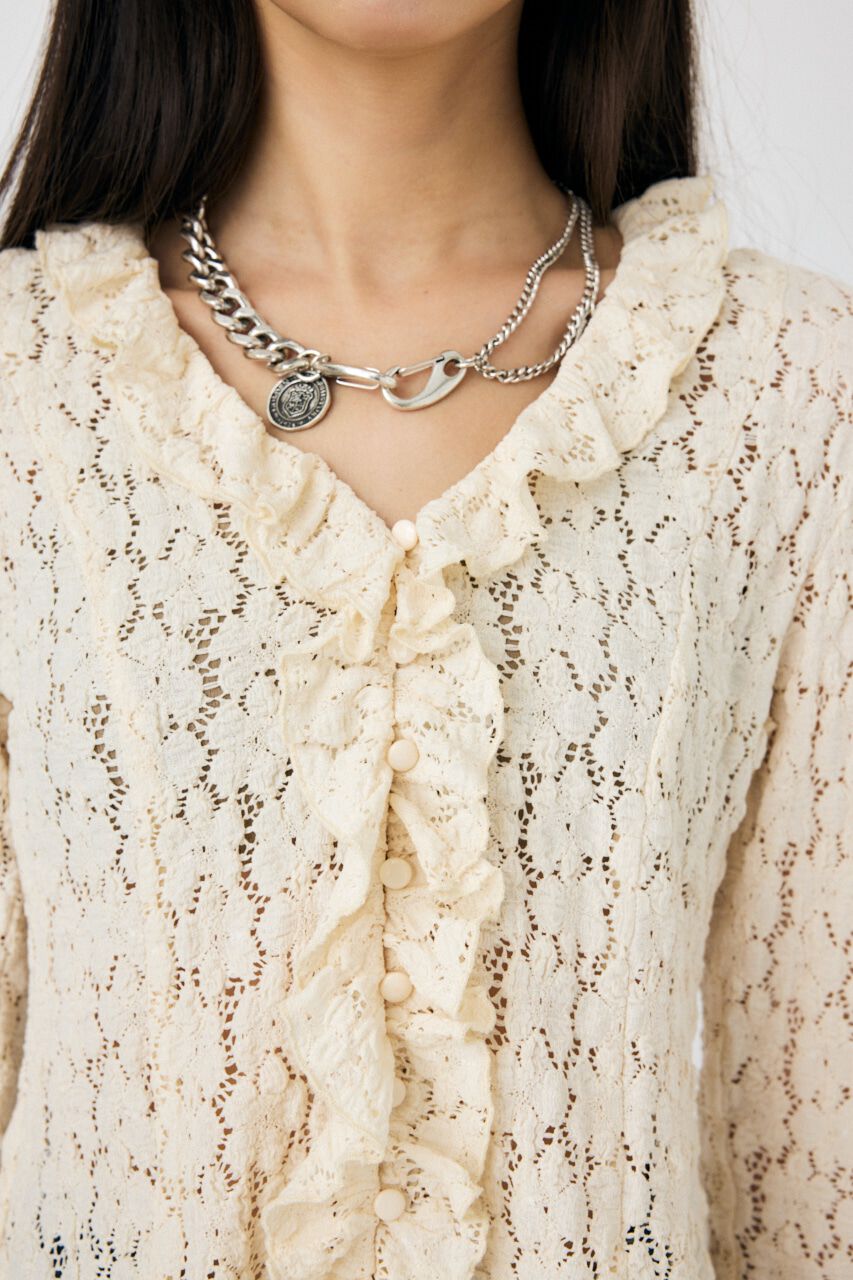 MOUSSY「CUT LACE RUFFLE ブラウス」|Tシャツ・カットソー|