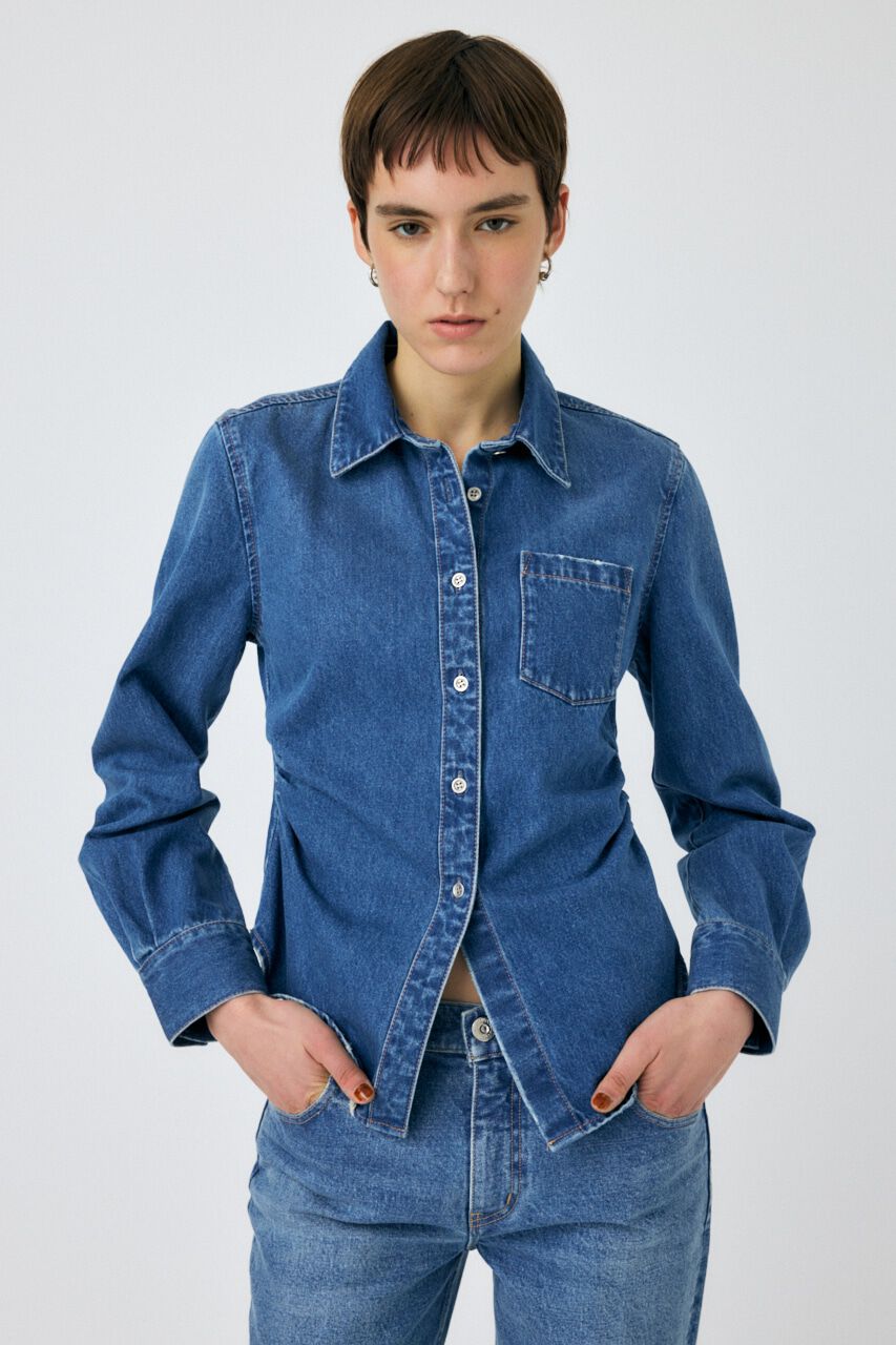 MOUSSY「WAIST FIT デニムシャツ」|シャツ・ブラウス|BLU