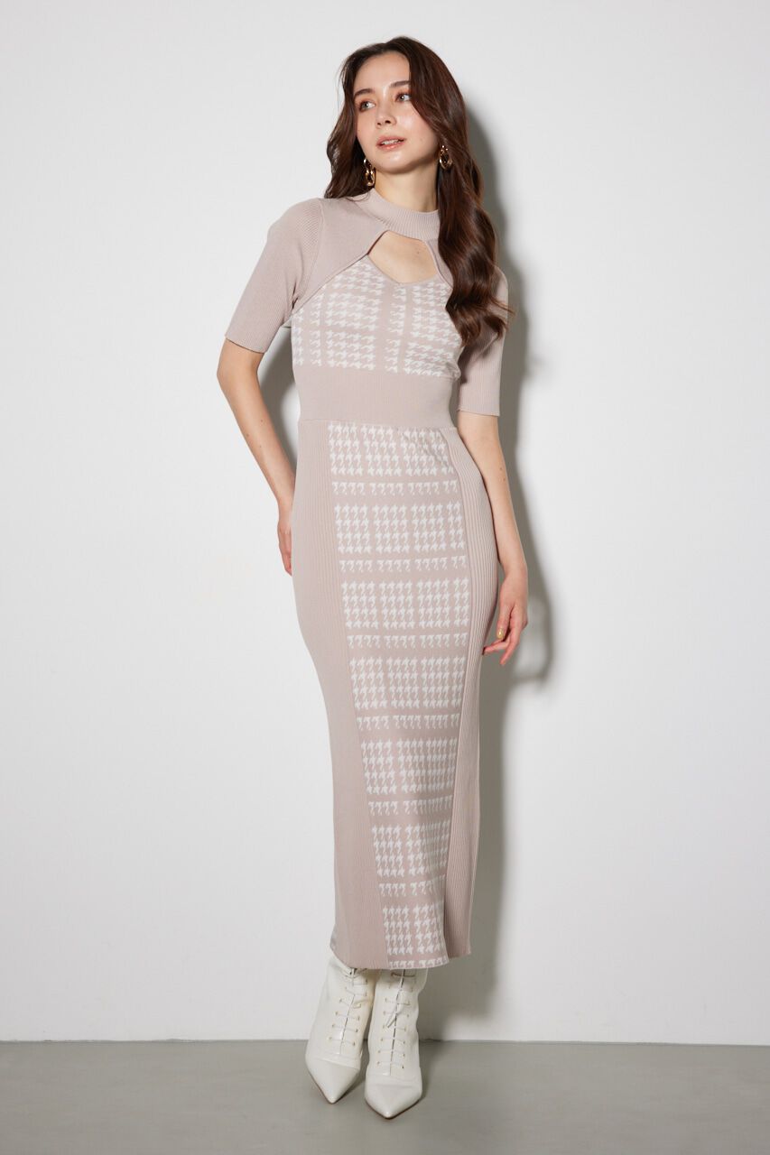 rienda「2WAY千鳥パターンタイトニットワンピース」|ワンピース|