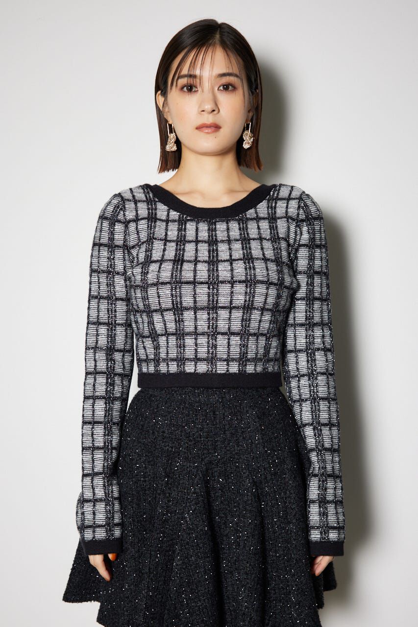 rienda「2WAYチェックニットカーディガン」|ニット・セーター|