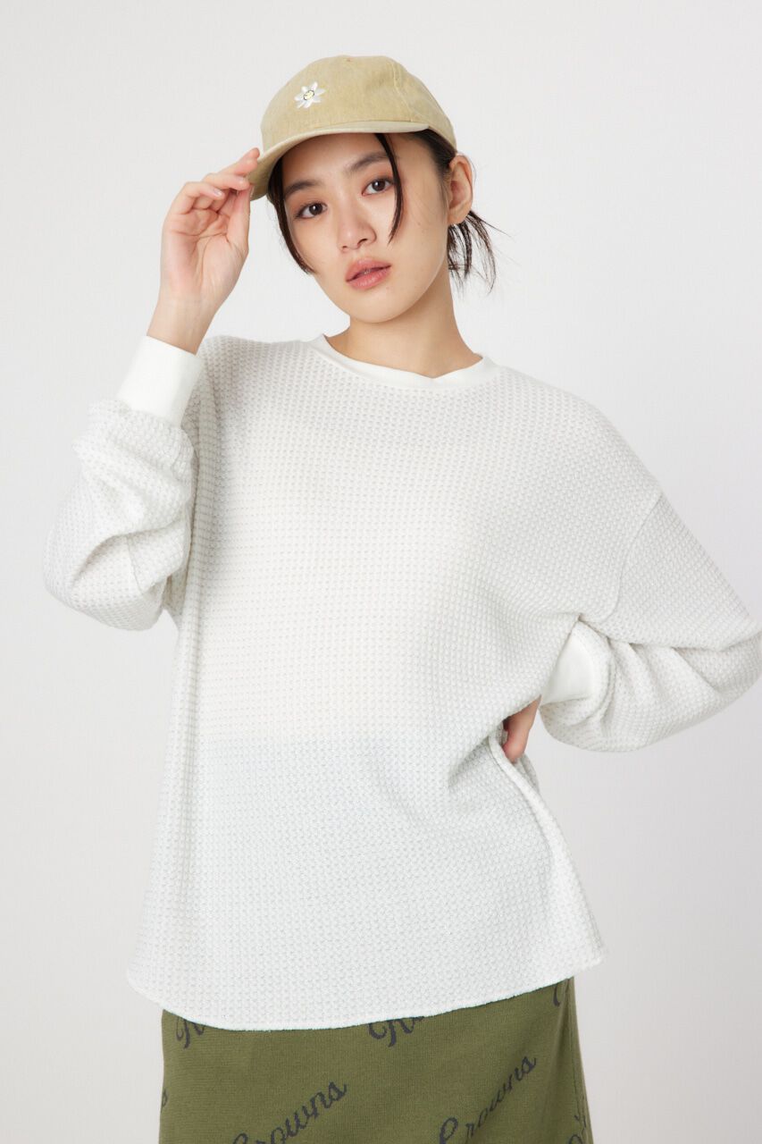 RODEO CROWNS「ラメワッフルトップス」|Tシャツ・カットソー|O/WHT1