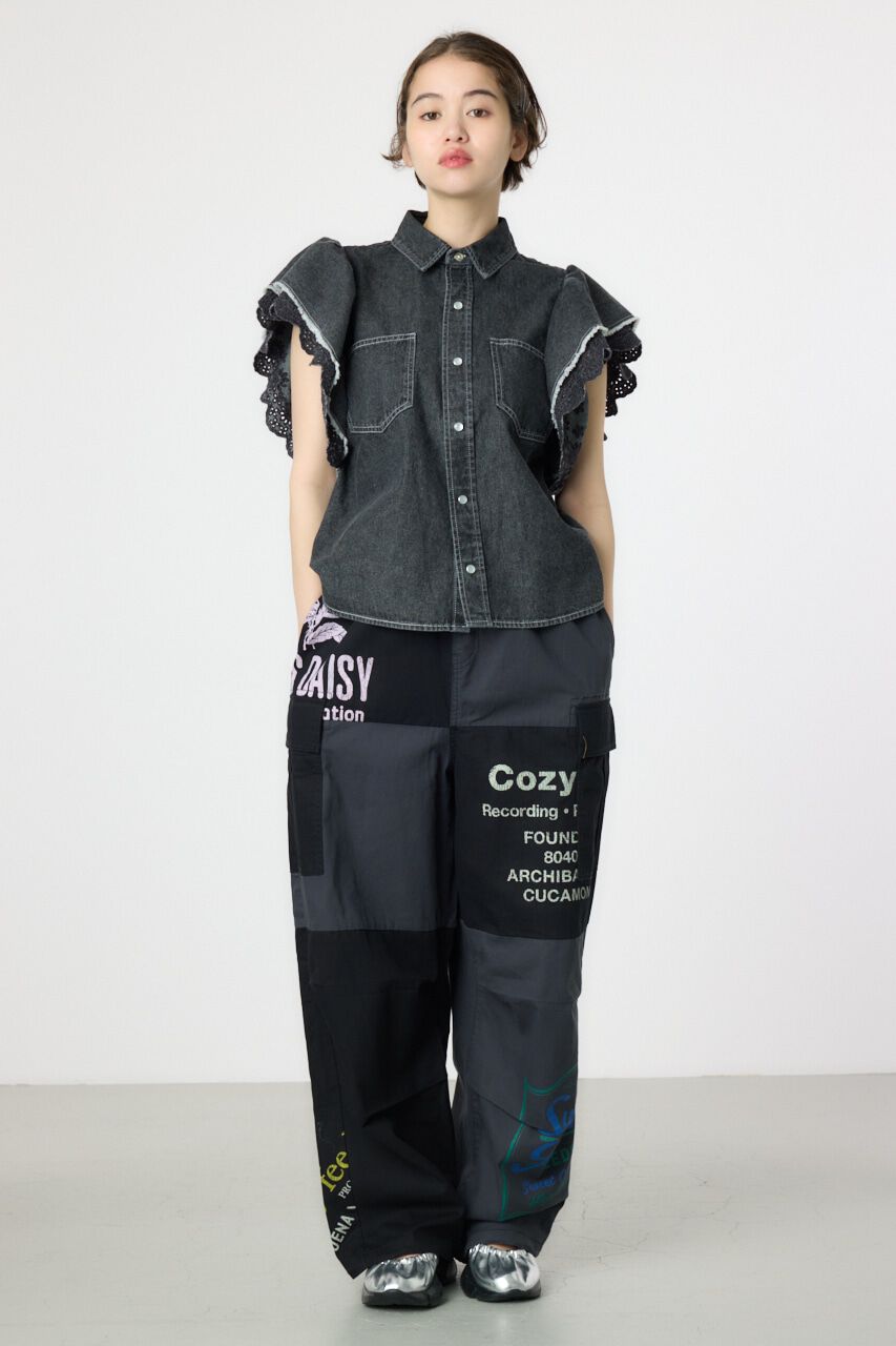 RODEO CROWNS「フリルレース デニムシャツ」|シャツ・ブラウス|