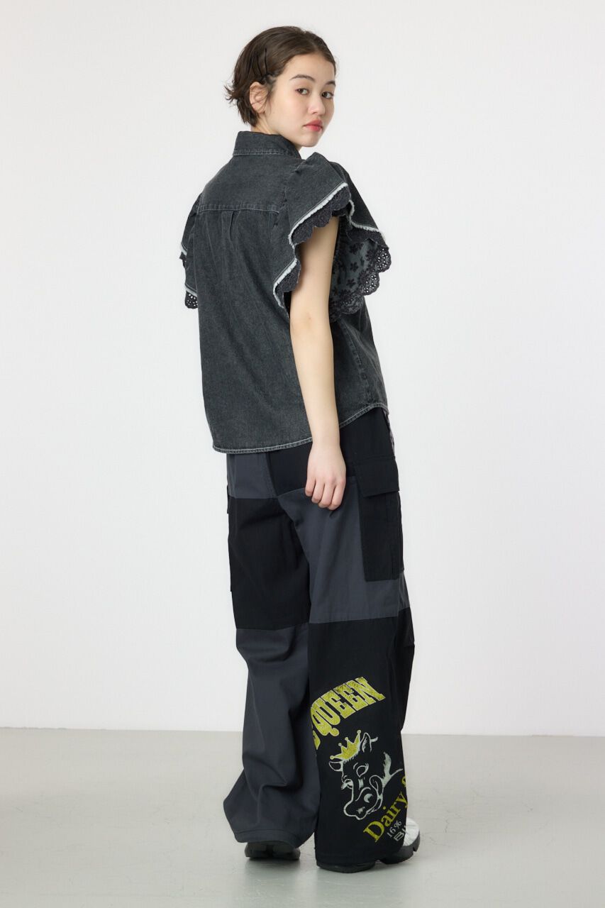 RODEO CROWNS「フリルレース デニムシャツ」|シャツ・ブラウス|