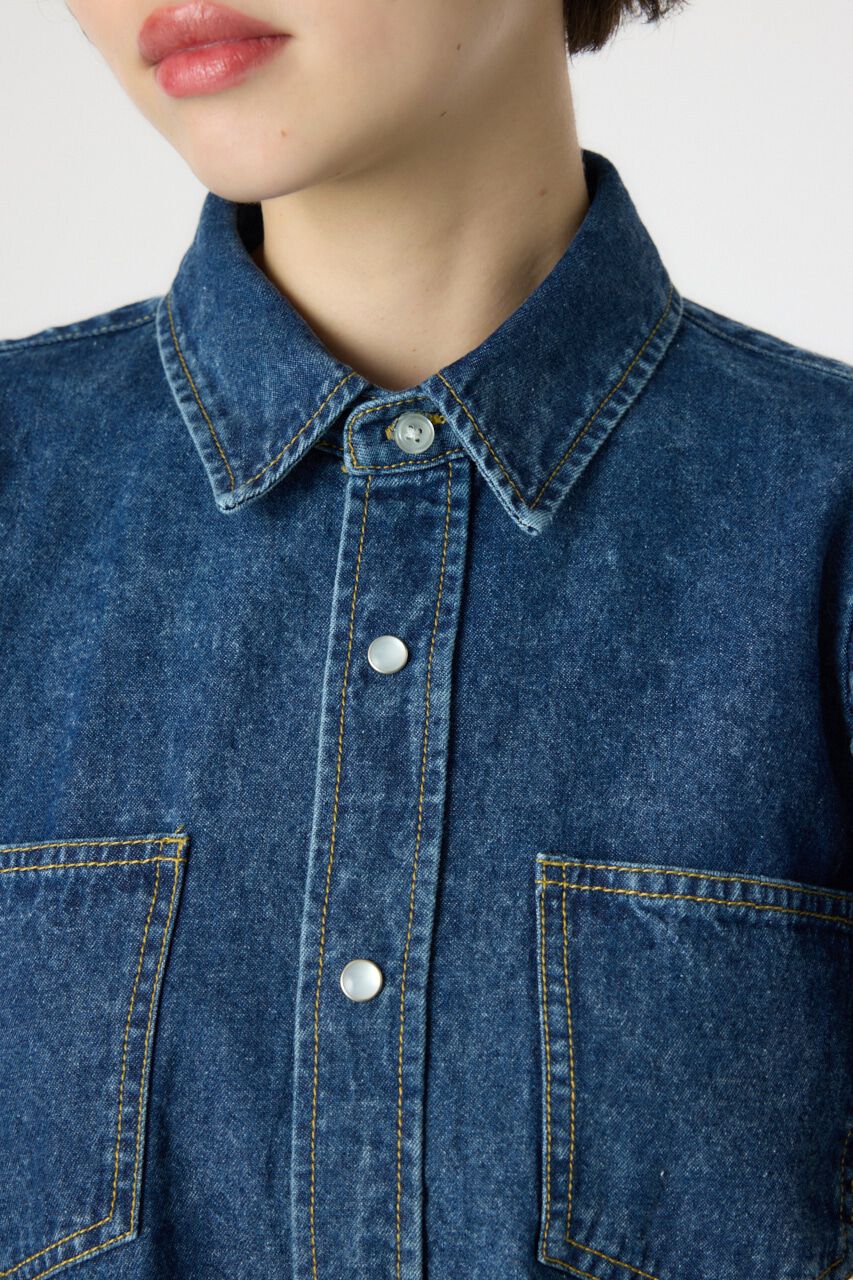 RODEO CROWNS「フリルレース デニムシャツ」|シャツ・ブラウス|