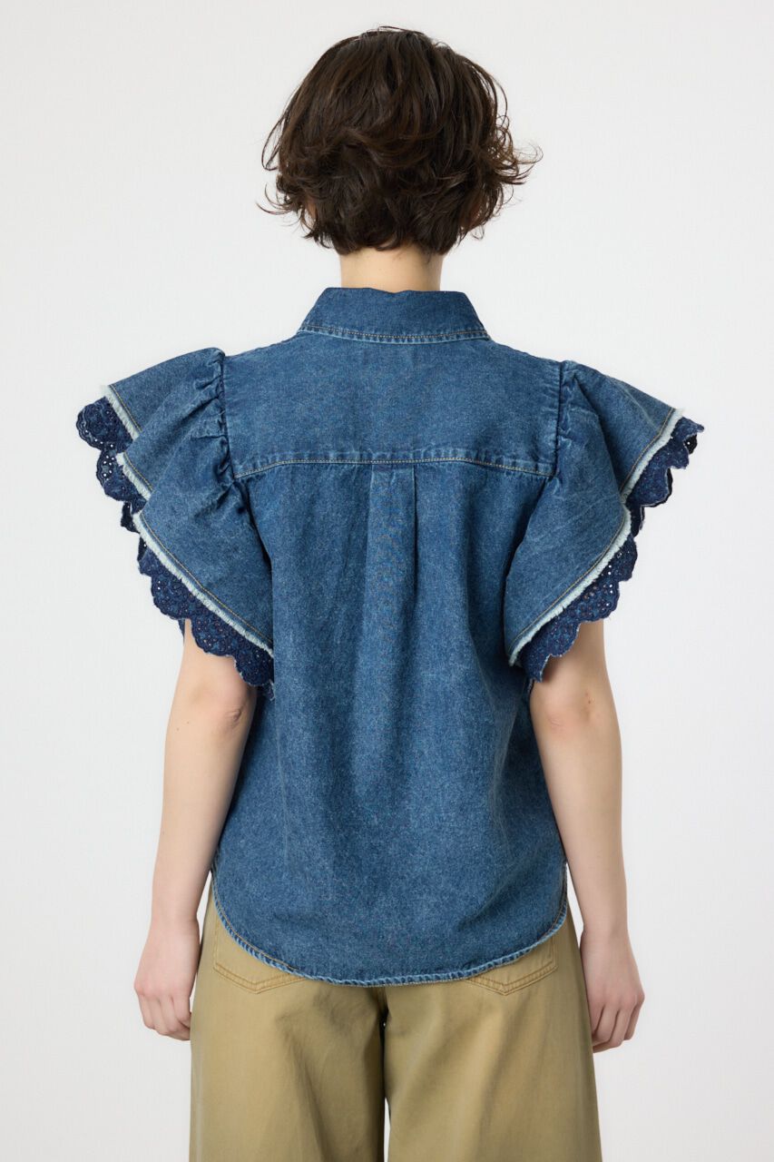 RODEO CROWNS「フリルレース デニムシャツ」|シャツ・ブラウス|