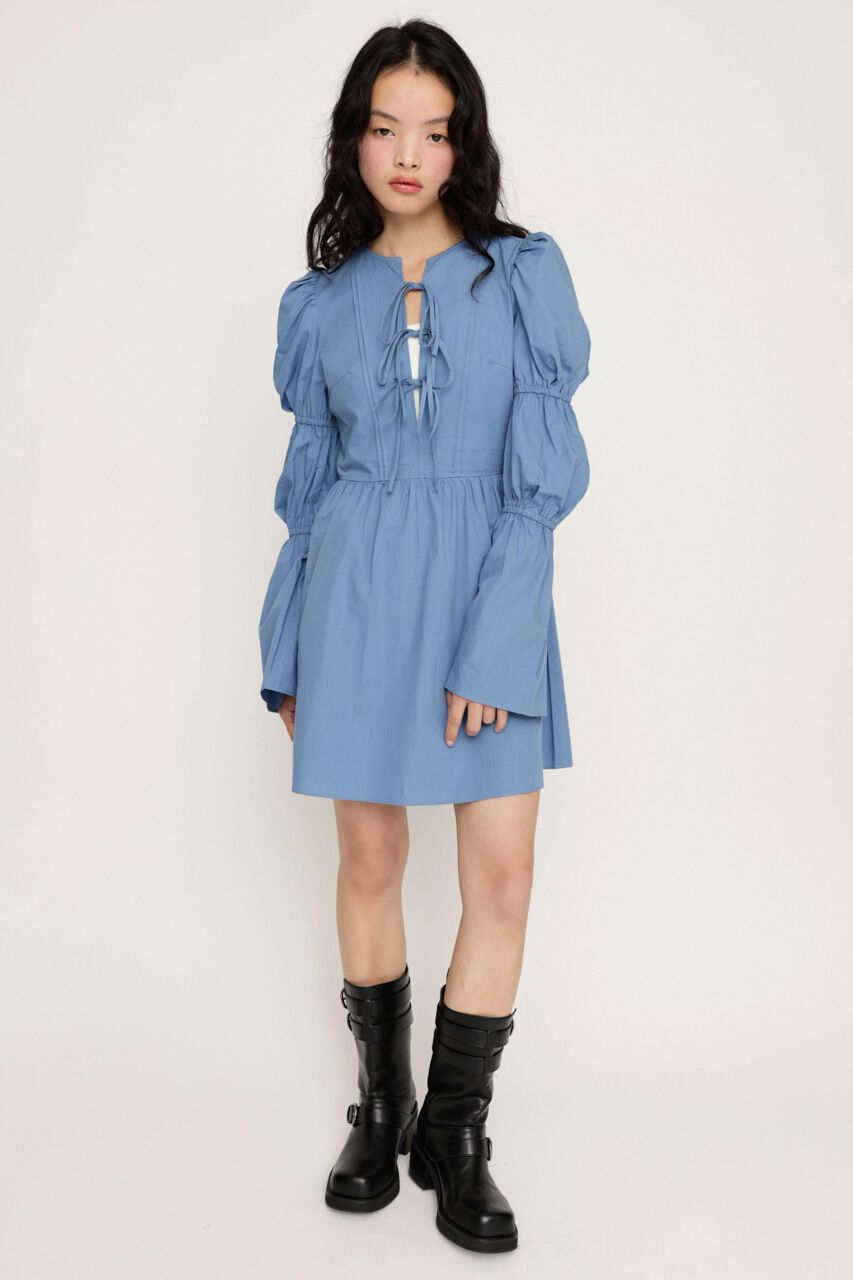 SLY「FRONT RIBBON PUFF SLEEVE ワンピース」|ワンピース|