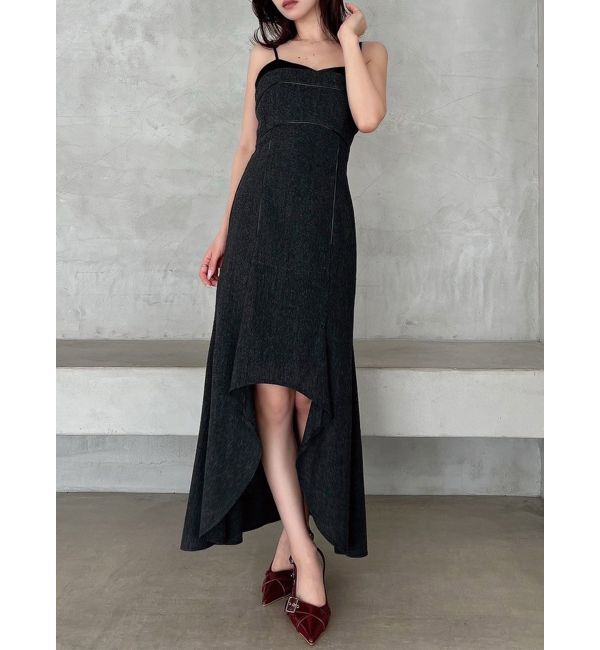 RESEXXY「バイカラーアシンメトリーキャミワンピース」|ワンピース|ブラック