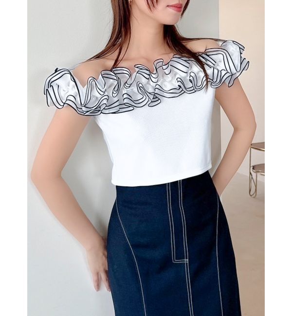 dazzlin「オーバーフリルフショルカットソー」|Tシャツ・カットソー|オフホワイト