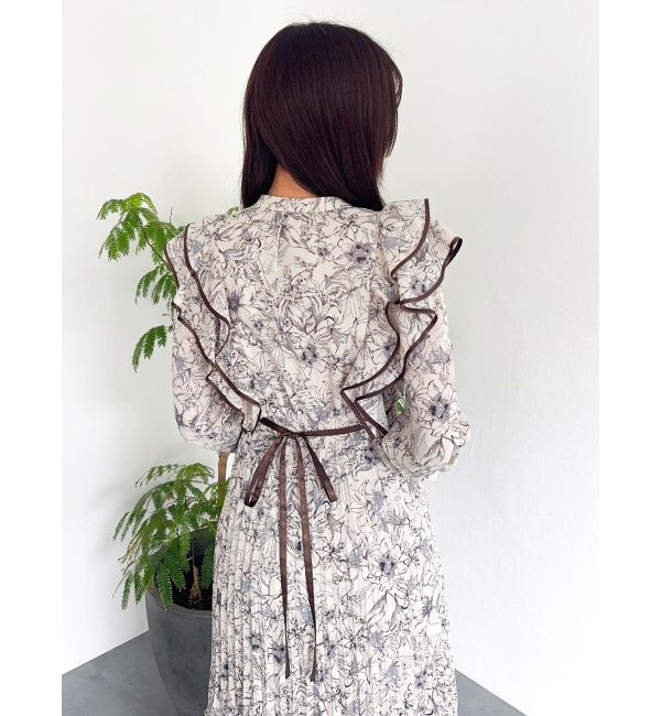 dazzlin「【WEB限定カラーあり】ダブルフリルフラワープリーツワンピース」|ワンピース|