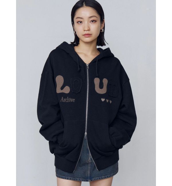 EMODA「ロゴパッチオーバーフーディ」|パーカー|ブラック