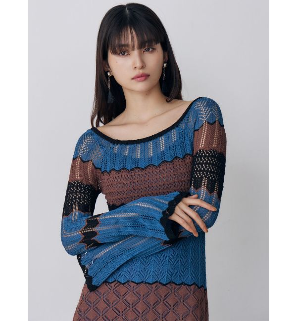 MURUA「バイカラークロシェニットワンピース」|ワンピース|