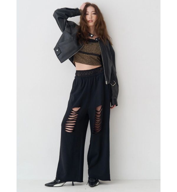 EVRIS「レースドッキングダメージスウェットワイドパンツ【セットアップ着用可能】」|その他|