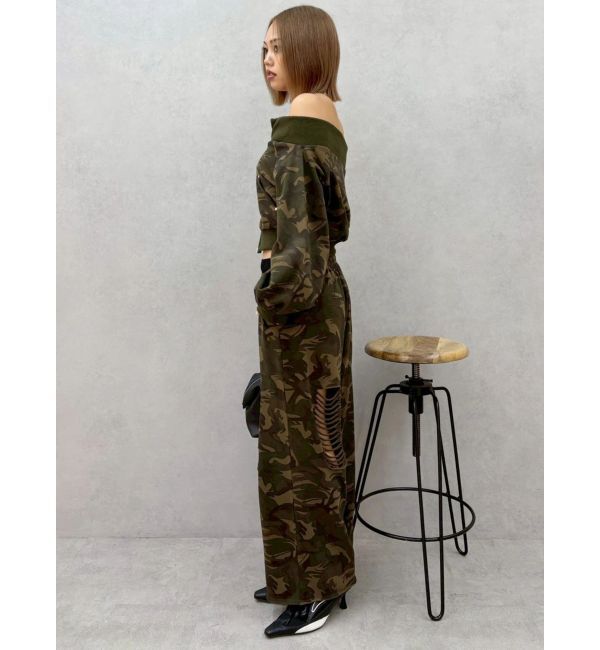 EVRIS「レースドッキングダメージスウェットワイドパンツ【セットアップ着用可能】」|その他|