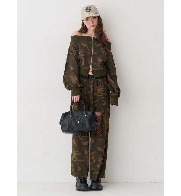 EVRIS「レースドッキングダメージスウェットワイドパンツ【セットアップ着用可能】」|その他|