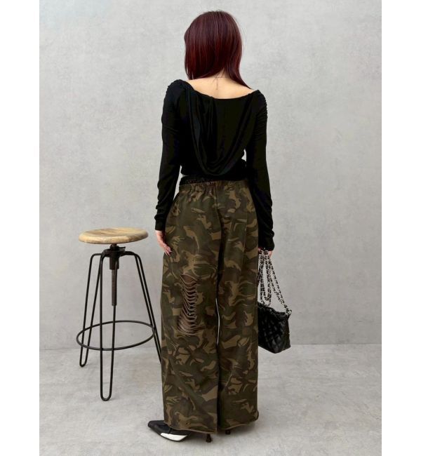 EVRIS「レースドッキングダメージスウェットワイドパンツ【セットアップ着用可能】」|その他|