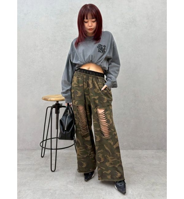 EVRIS「レースドッキングダメージスウェットワイドパンツ【セットアップ着用可能】」|その他|