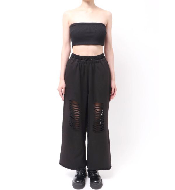 EVRIS「レースドッキングダメージスウェットワイドパンツ【セットアップ着用可能】」|その他|