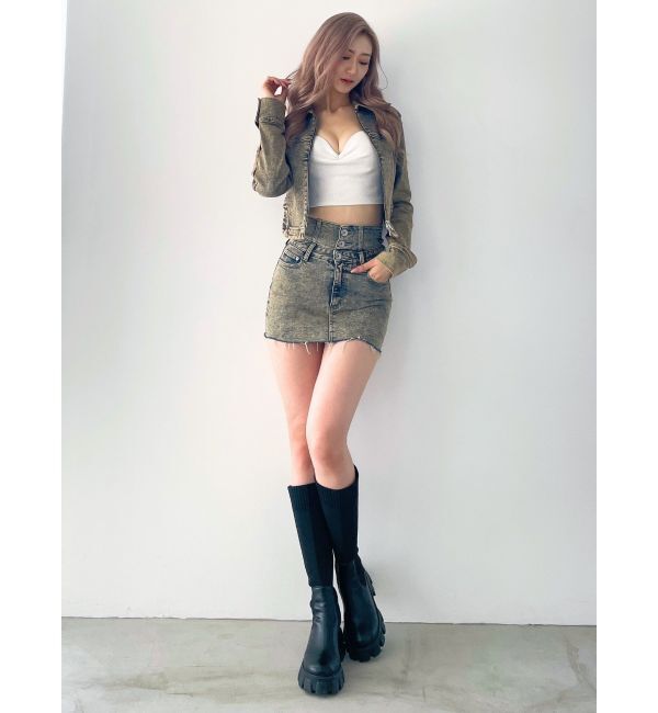 GYDA「USEDケミカルウォッシュストレッチデニムジャケット【SETUP着用可】」|デニムジャケット|