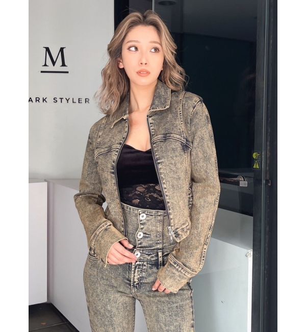 GYDA「USEDケミカルウォッシュストレッチデニムジャケット【SETUP着用可】」|デニムジャケット|ブルー