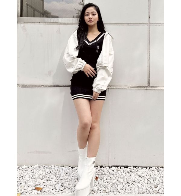 GYDA「POSHハーフスリーブケーブルニットワンピース」|ワンピース|