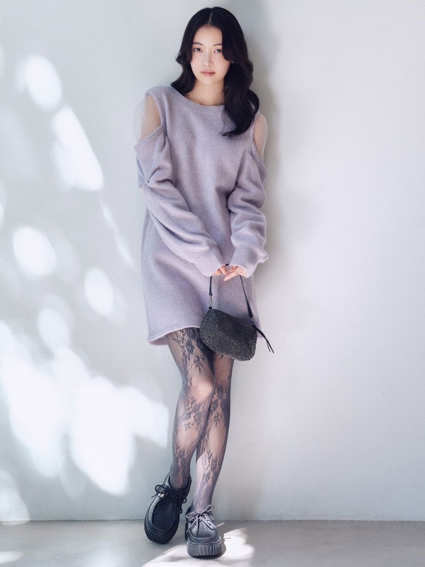 SNIDEL「シースルーショルダーニットワンピース」|ワンピース|