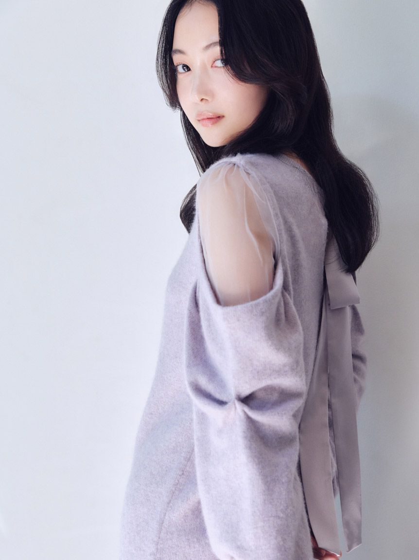 SNIDEL「シースルーショルダーニットワンピース」|ワンピース|