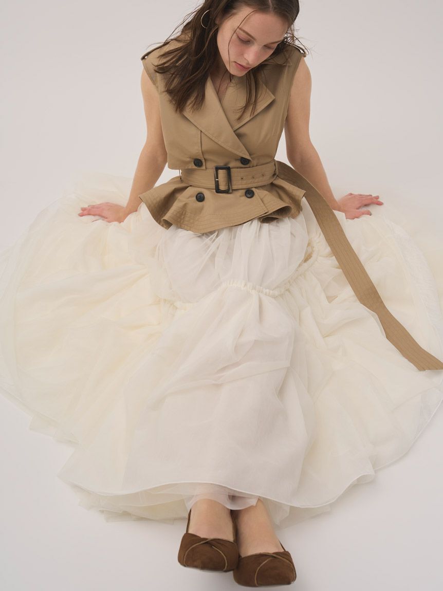 SNIDEL「トレンチチュールセットドレス」|ドレス|