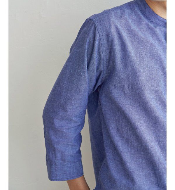 ikka「【速乾】7分袖イージーケアリネンバンドカラーシャツ」|シャツ・ブラウス|