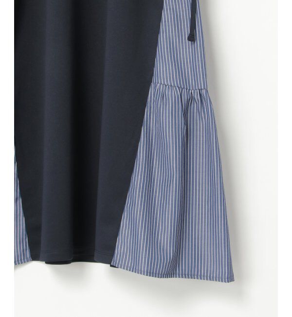 ikka「異素材切り替えサイドリボンワンピース」|ワンピース|