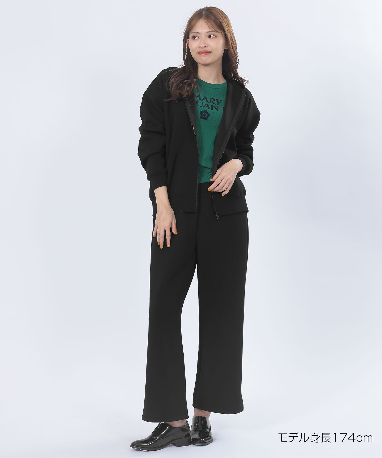 MARY QUANT「ロゴボンディング パンツ」|スラックス|ブラック