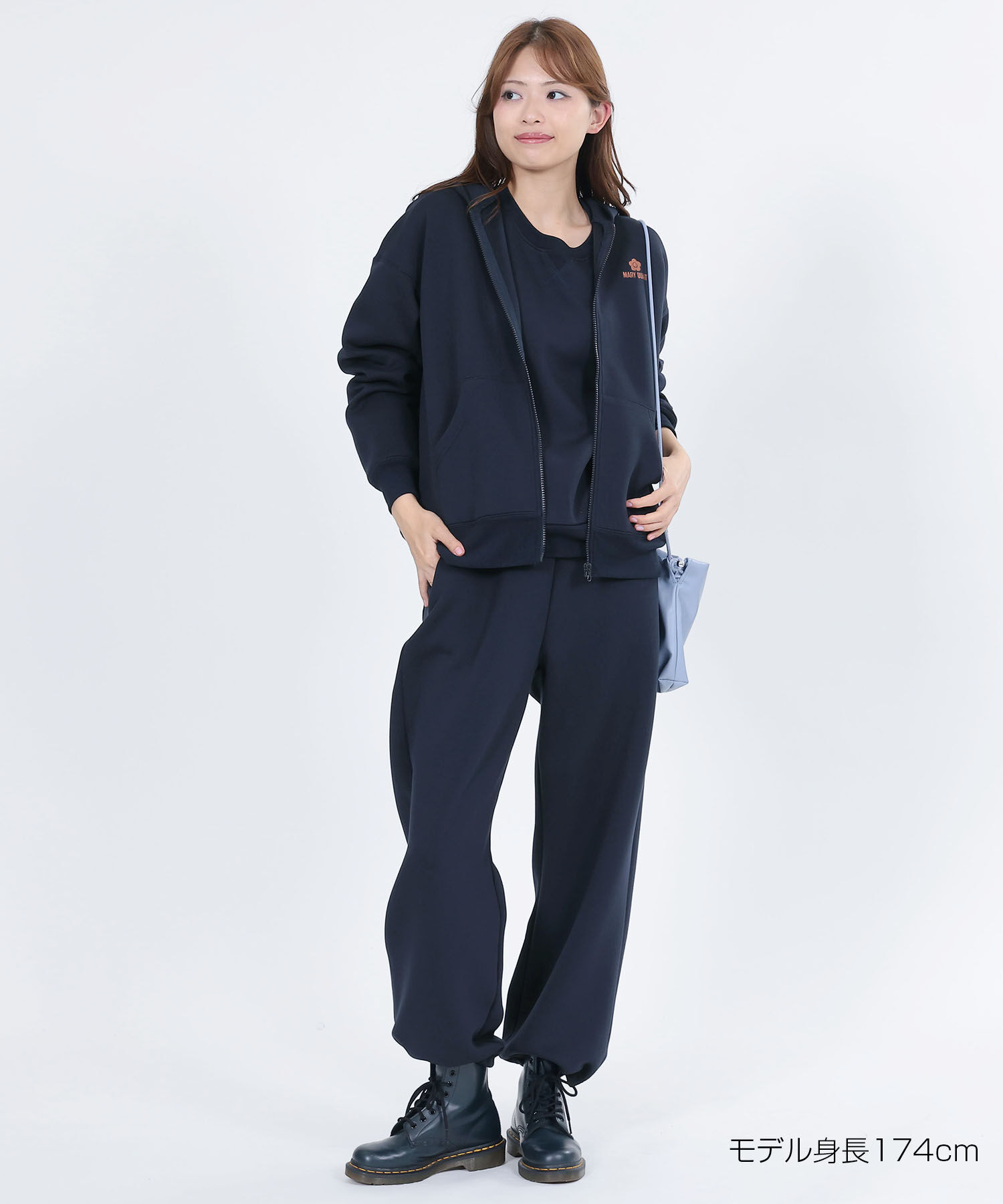 MARY QUANT「ロゴボンディング パンツ」|スラックス|ネイビー
