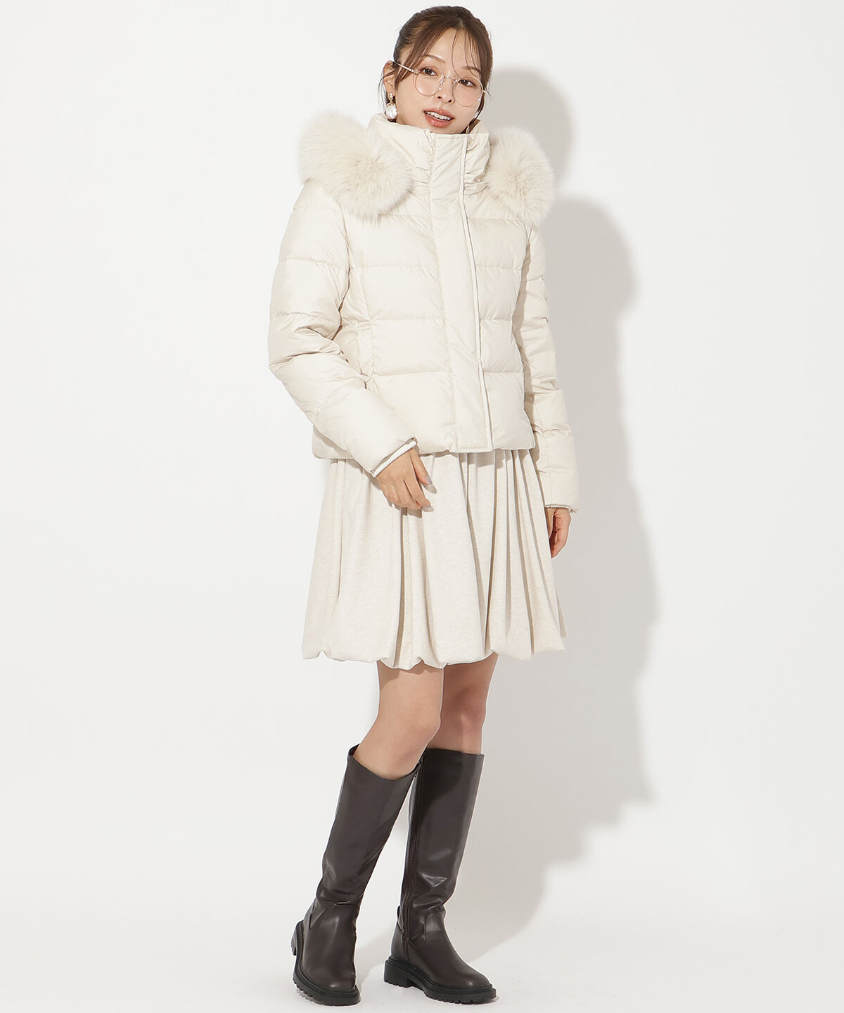 アンドクチュール「FOXファー付きショートダウン」|ダウン|