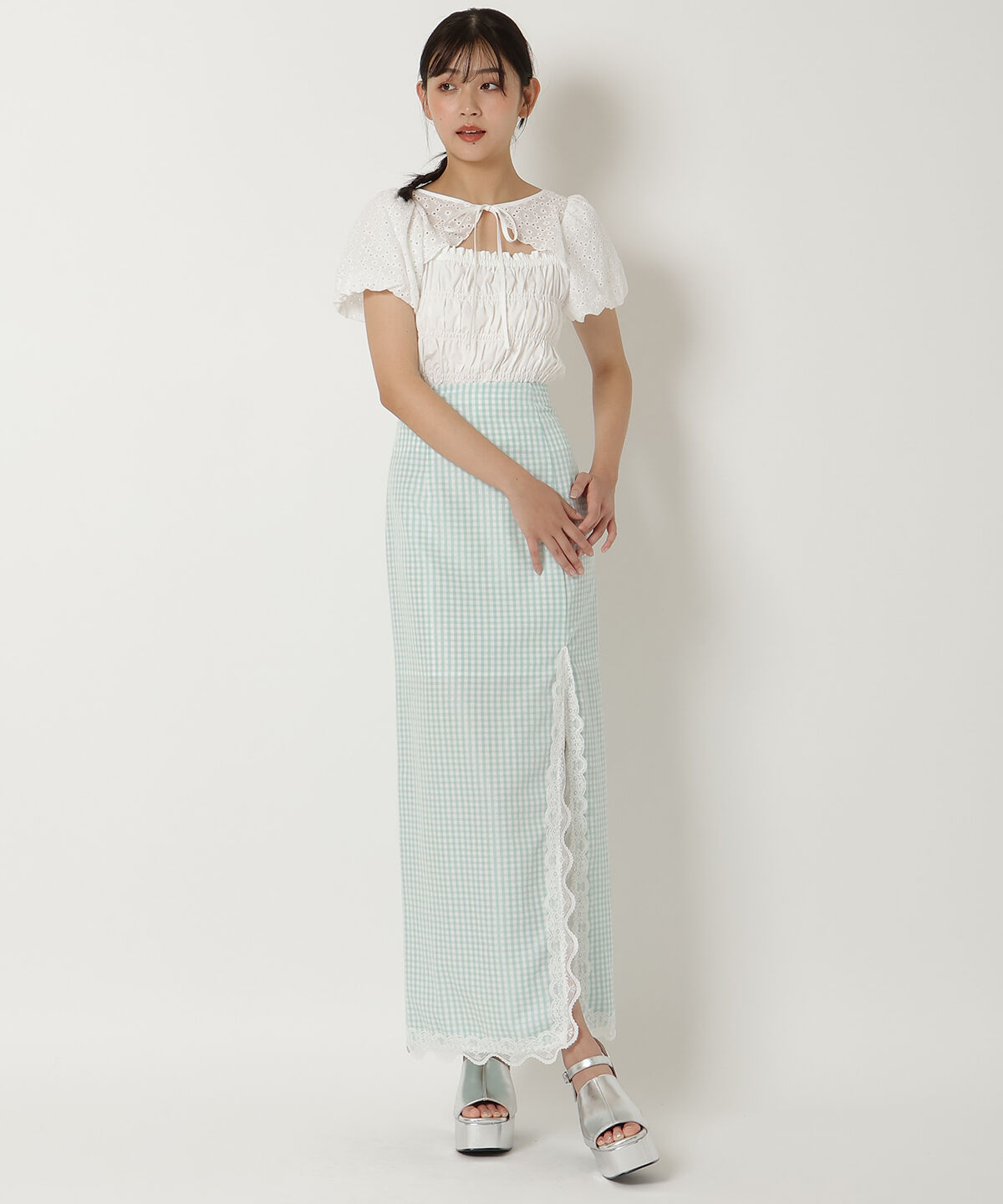 REDYAZEL「コットンレースシャーリングブラウス」|シャツ・ブラウス|