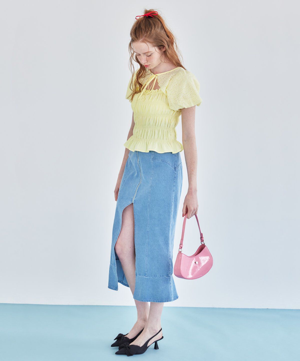 REDYAZEL「コットンレースシャーリングブラウス」|シャツ・ブラウス|