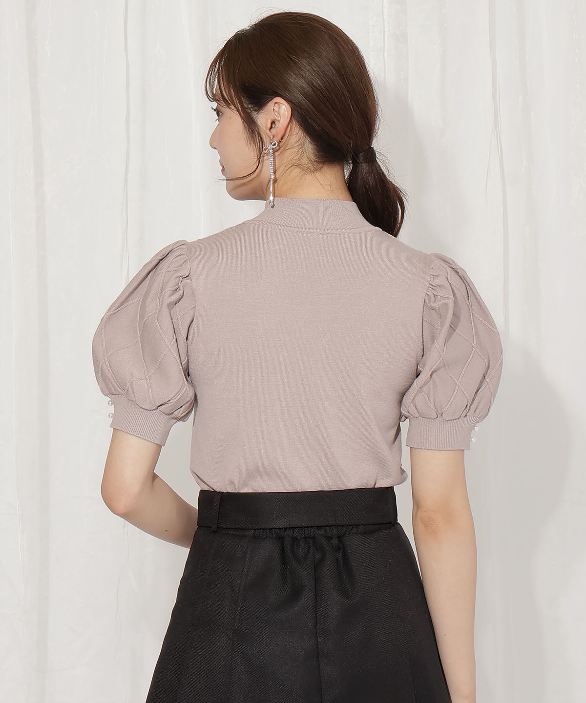 WILLSELECTION「ダイヤ柄パールパフニット」|ニット・セーター|