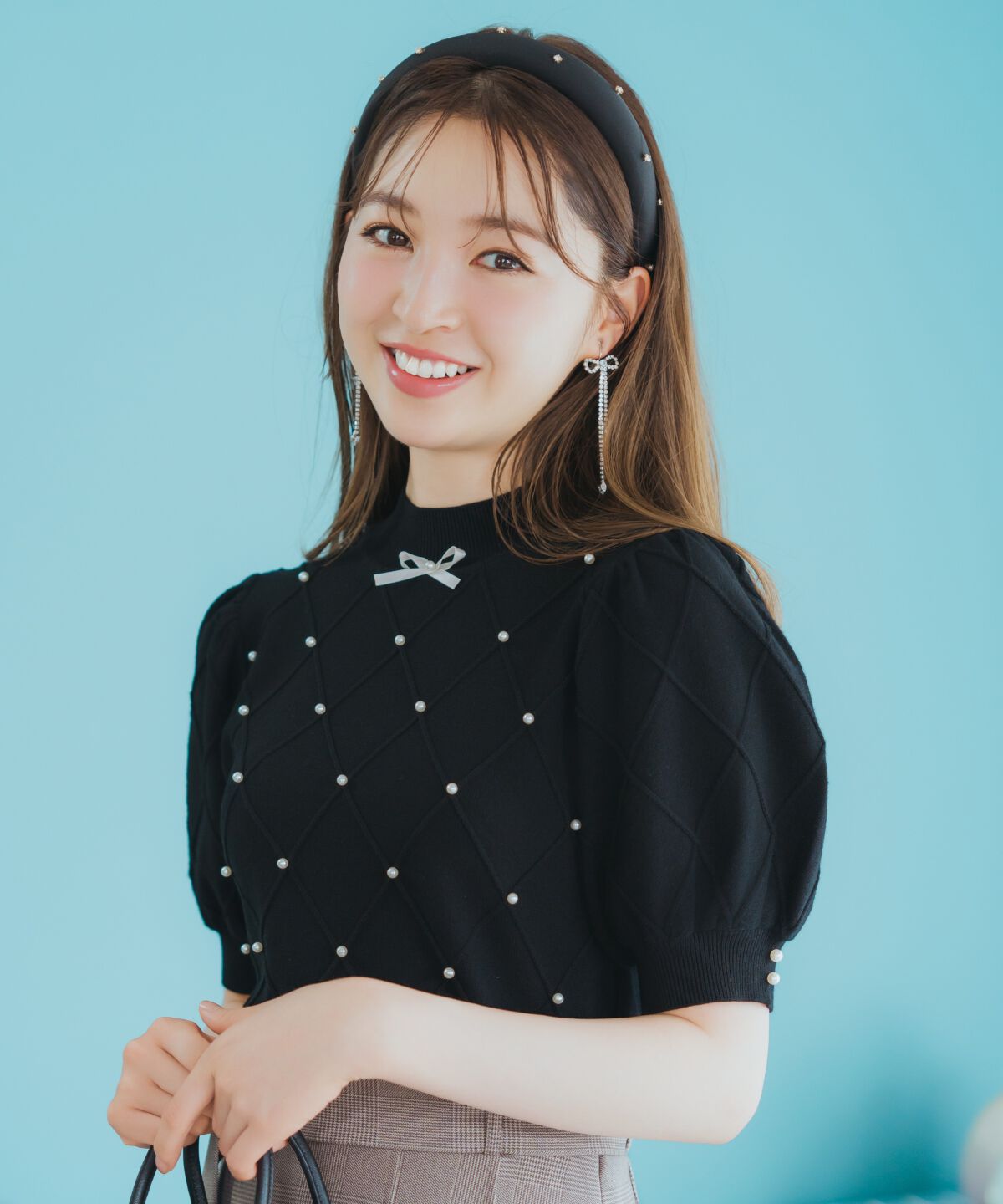 WILLSELECTION「ダイヤ柄パールパフニット」|ニット・セーター|