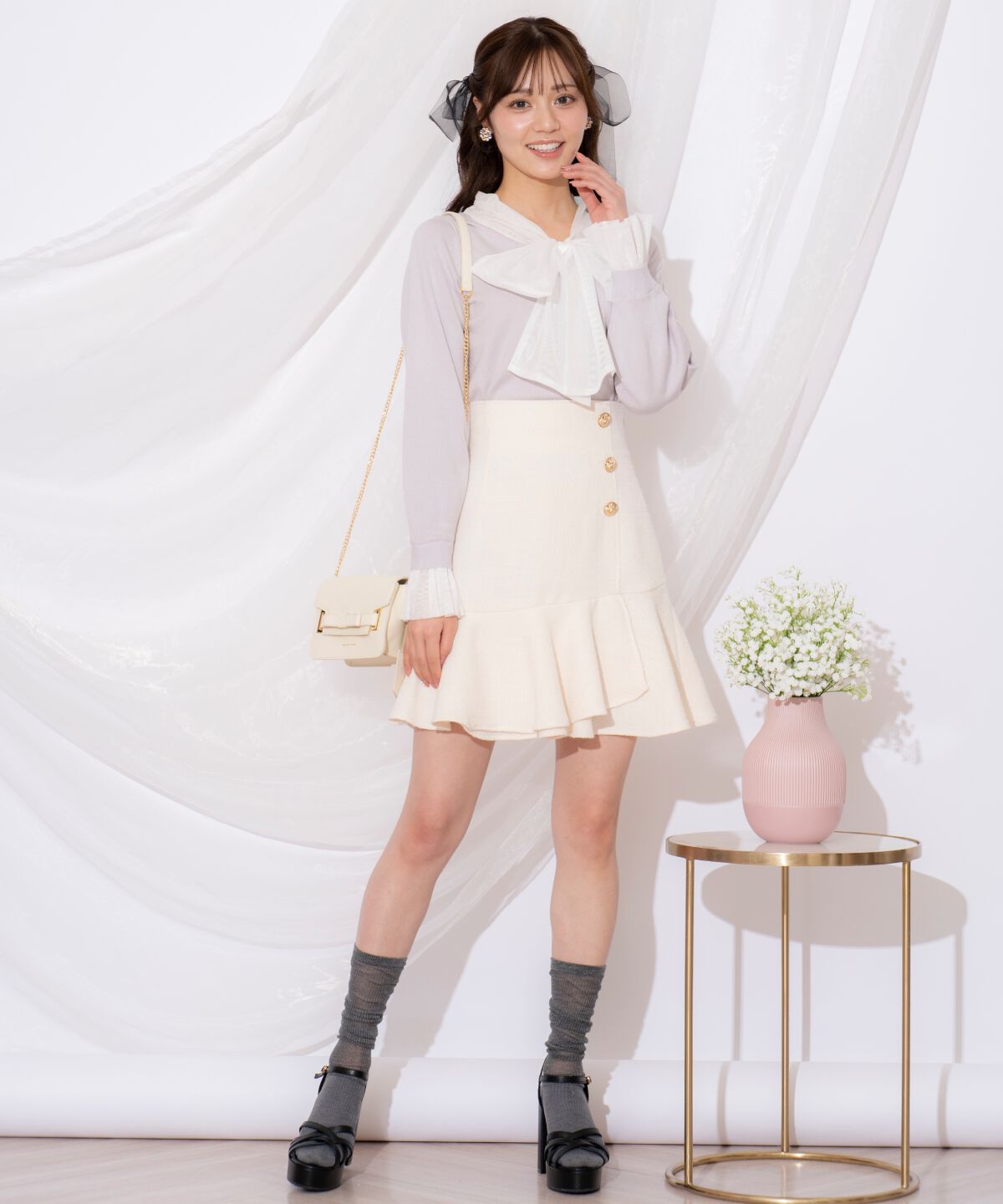 WILLSELECTION「アシメヘムツイードミニスカート」|フレア|