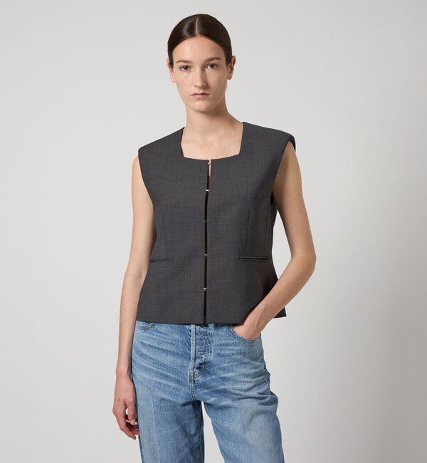 AEWEN MATOPH「＜AEWEN MATOPH＞スクエアネック ベスト」|ベスト・ジレ|DK.GRAY