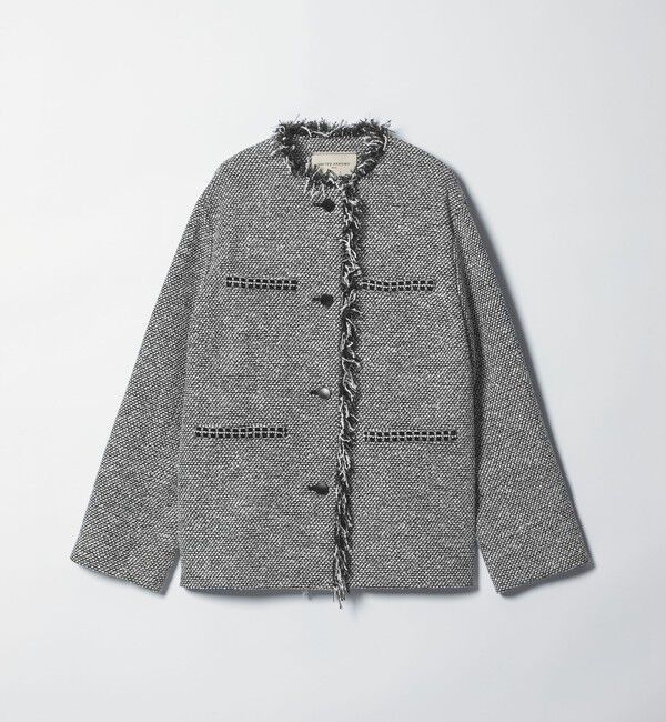 UNITED ARROWS「2トーン ツイードライク ノーカラー ジャケット」|ノーカラージャケット|