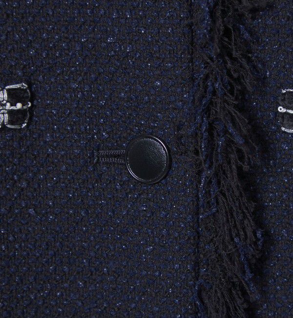 UNITED ARROWS「2トーン ツイードライク ノーカラー ジャケット」|ノーカラージャケット|