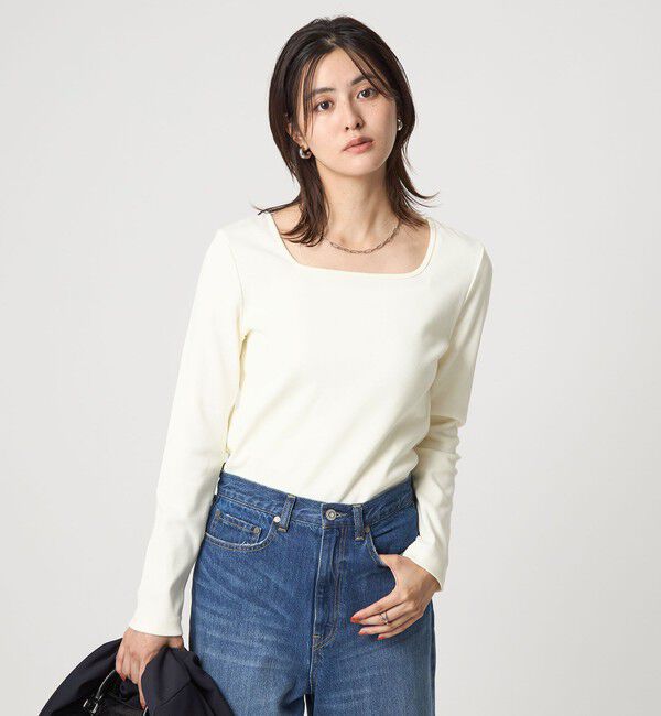 UNITED ARROWS green label relaxing「デコルテ フライス ロングスリーブ プルオーバー」|Tシャツ・カットソー|OFF WHITE